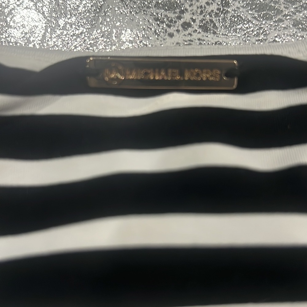 Michael Kors Black White Striped Bikini Top Size S - Picture 4 of 5